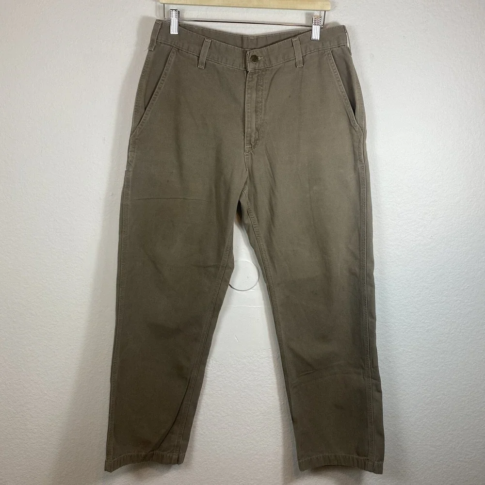 Carhartt Men's‎ 34x30 Work Pants Tan Pockets Straight Leg Carpenter